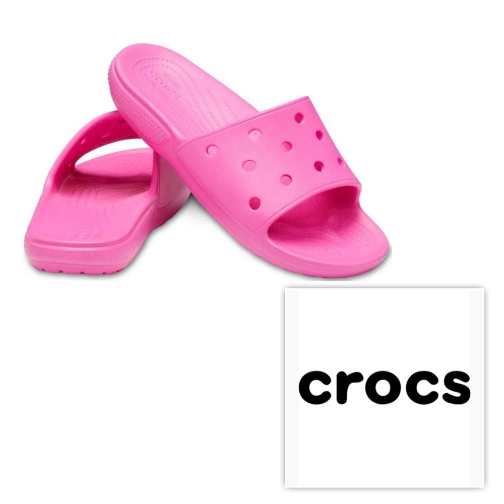 NWT CROCS Unisex Women 12 Men 10 Vibrant Pink Comfy Slides Slip On sandals Shoes